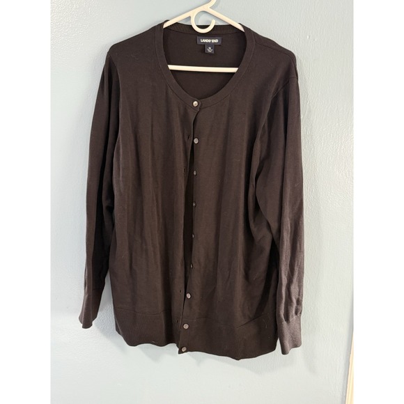 Womens Black  Lands End Cardigan Sweater Button Up Long Sleeve Size 1X - Picture 1 of 5